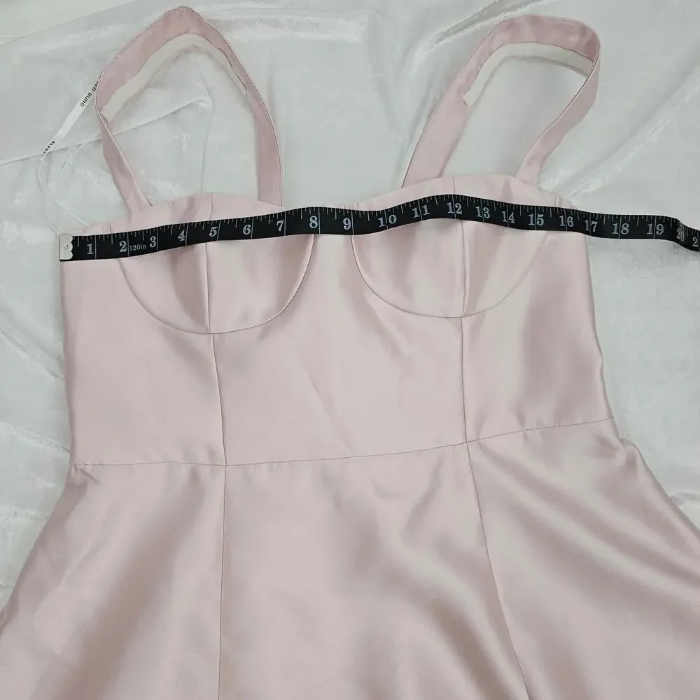 Alfred Sung Pink Bustier Lace Up Back Pocketed Satin Gown Women's Size 12R NWOTF - Picture 15 of 16